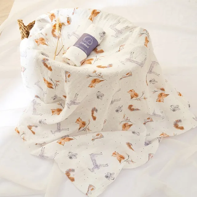 100% Cotton 2 Layers Newborn Baby Swaddle