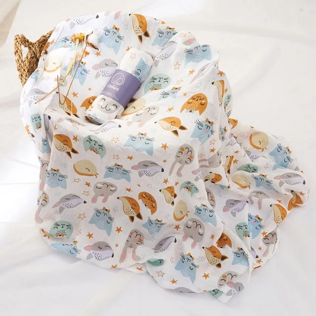 100% Cotton 2 Layers Newborn Baby Swaddle
