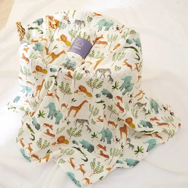 100% Cotton 2 Layers Newborn Baby Swaddle
