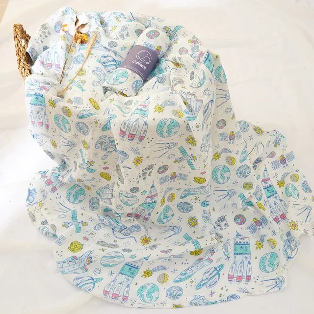 100% Cotton 2 Layers Newborn Baby Swaddle