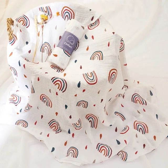 100% Cotton 2 Layers Newborn Baby Swaddle
