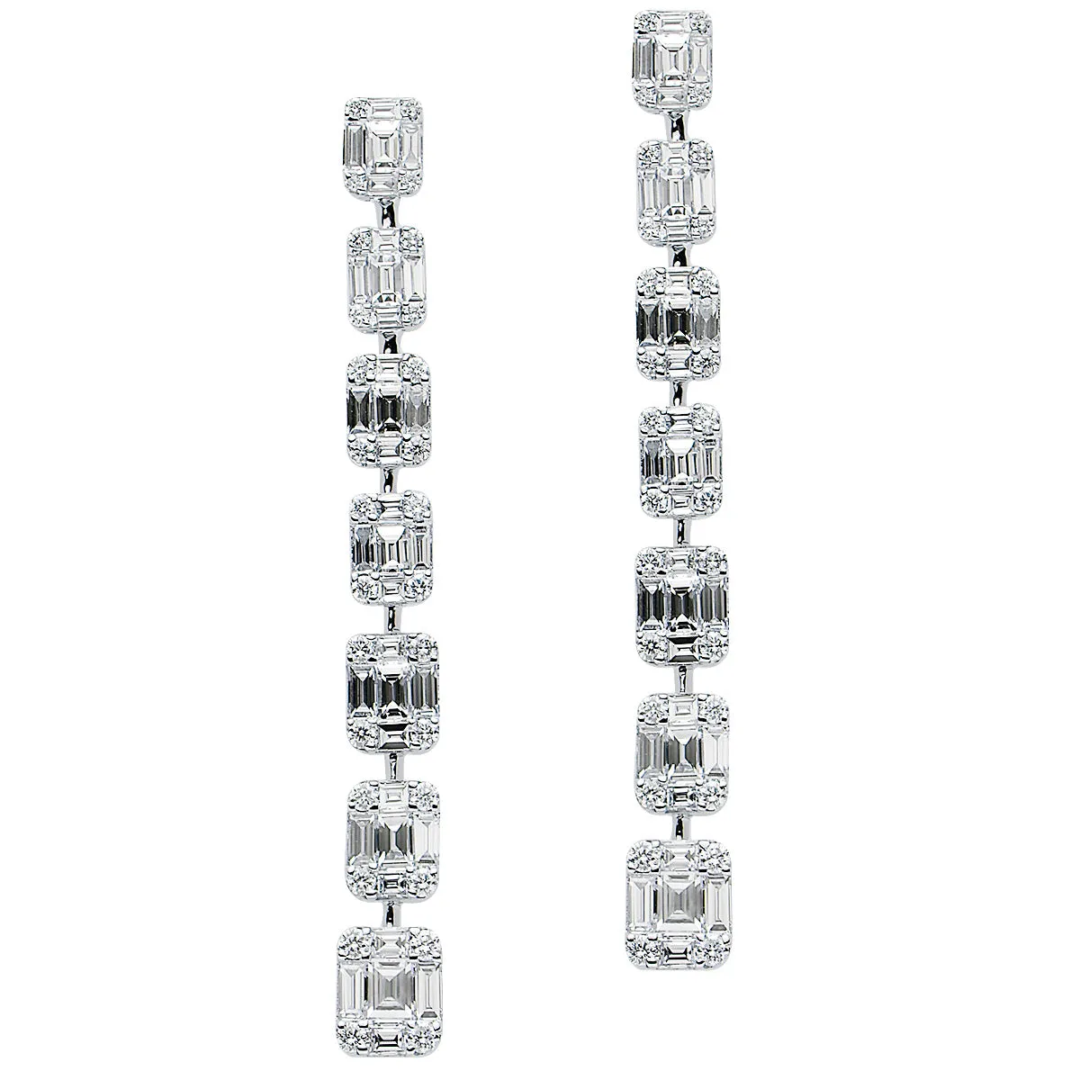 Baguette Illusion Hanging Earrings