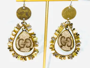 Beaded tassel earrings in antique with GG
