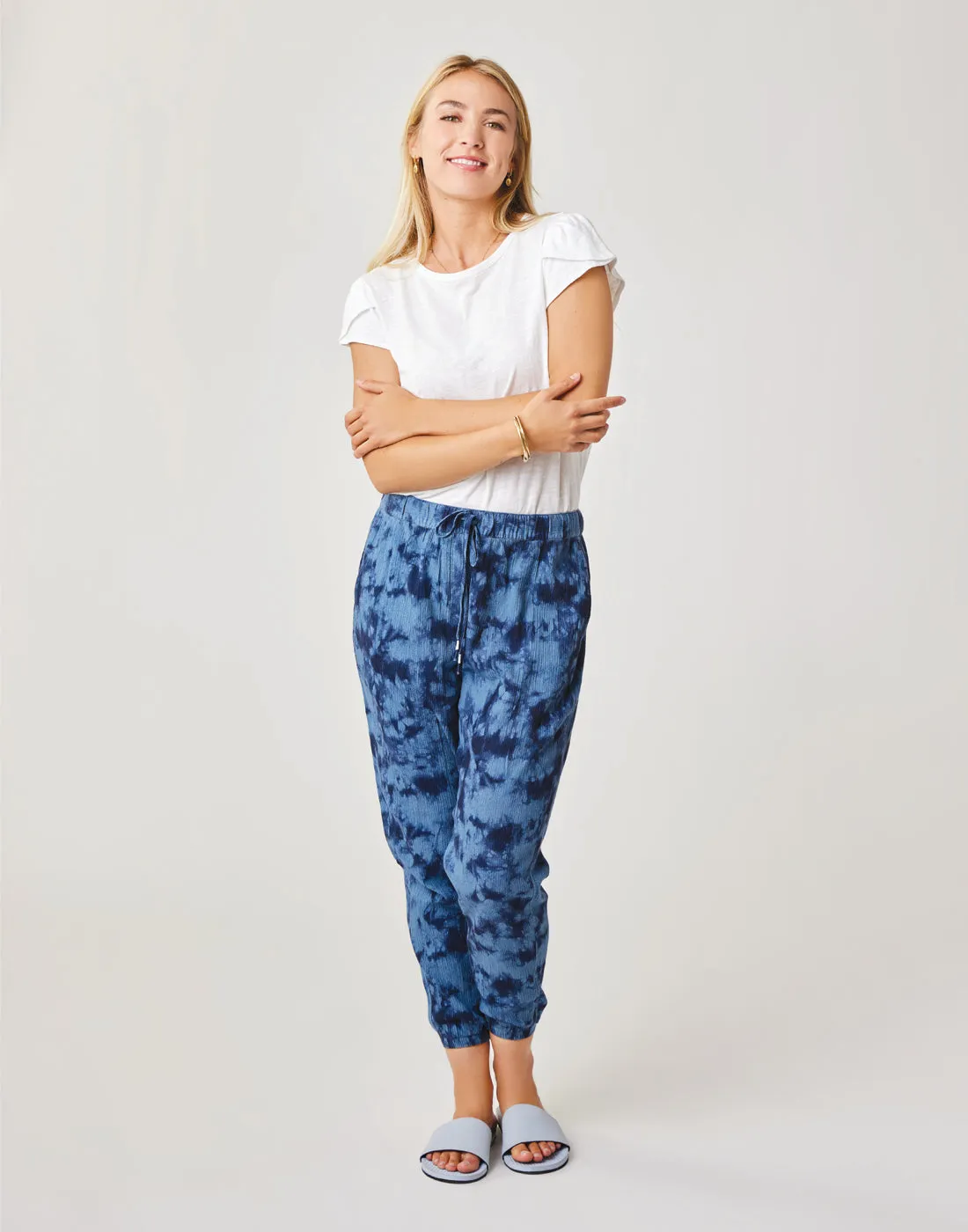 Calista Pant: Navy Tie Dye