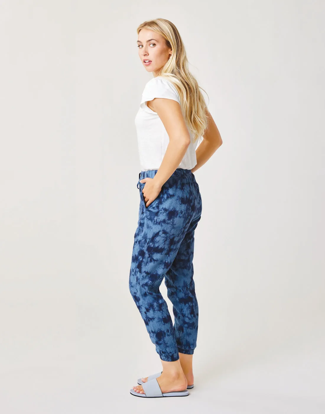 Calista Pant: Navy Tie Dye