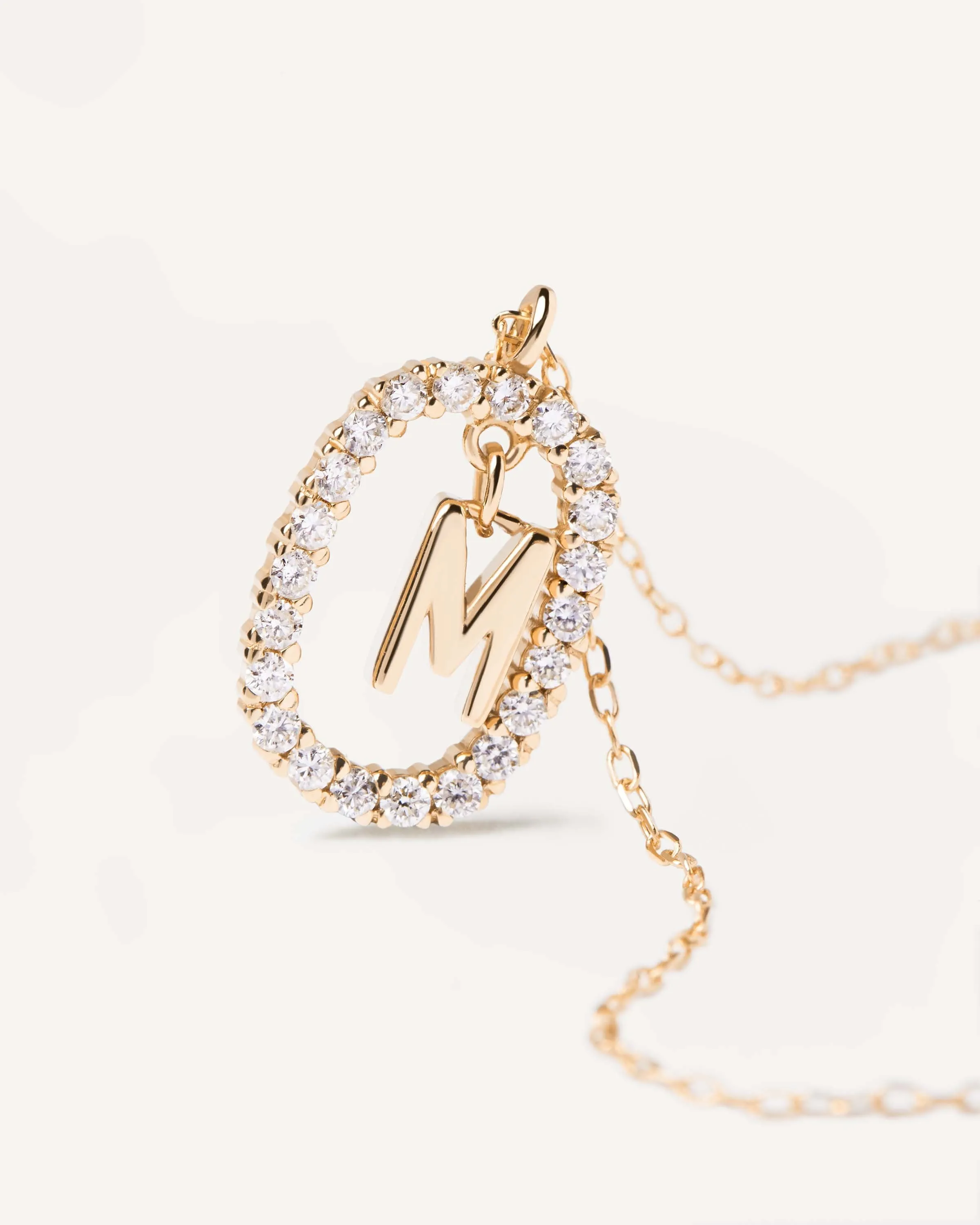 Diamonds and Gold Letter M Necklace