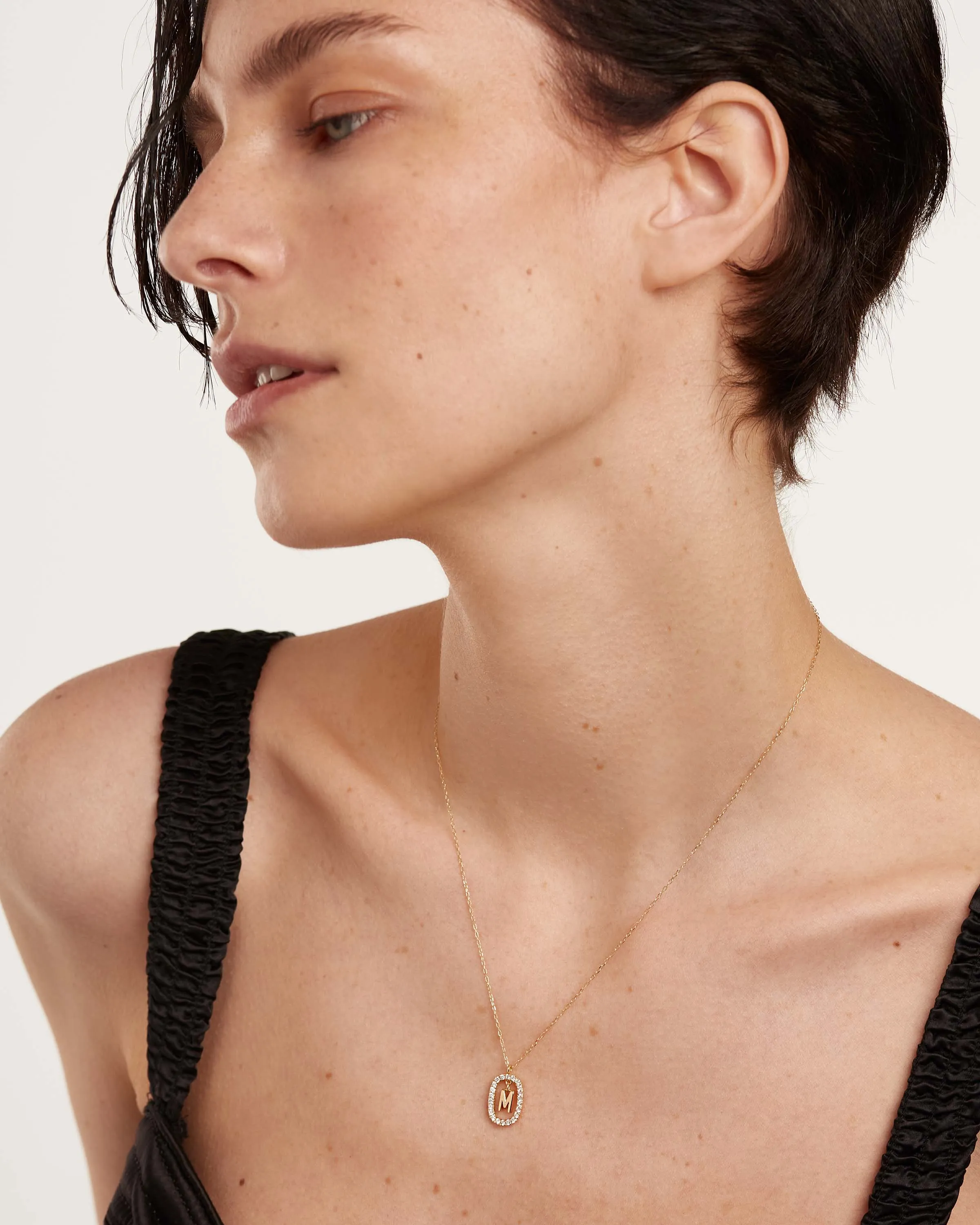 Diamonds and Gold Letter M Necklace