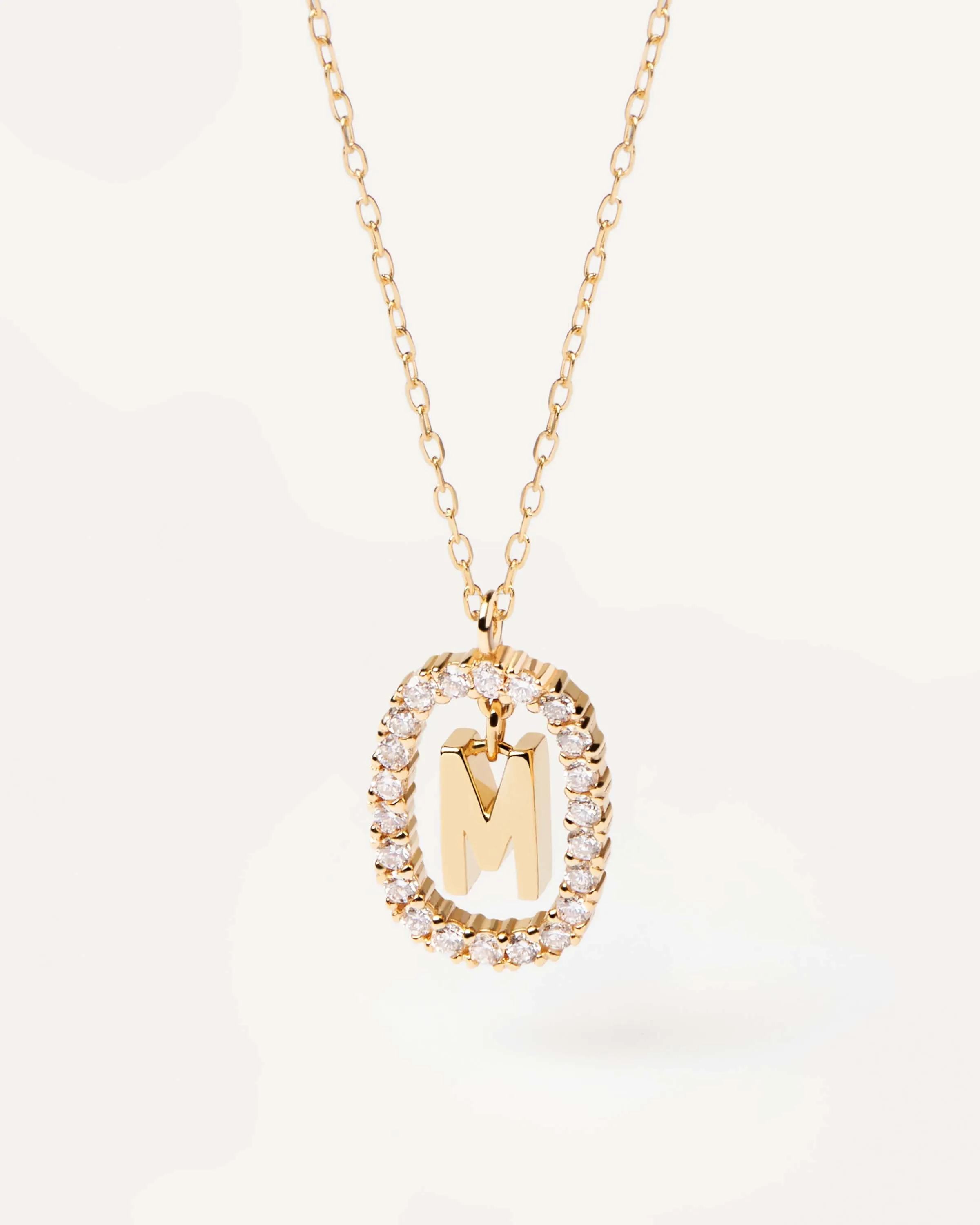 Diamonds and Gold Letter M Necklace