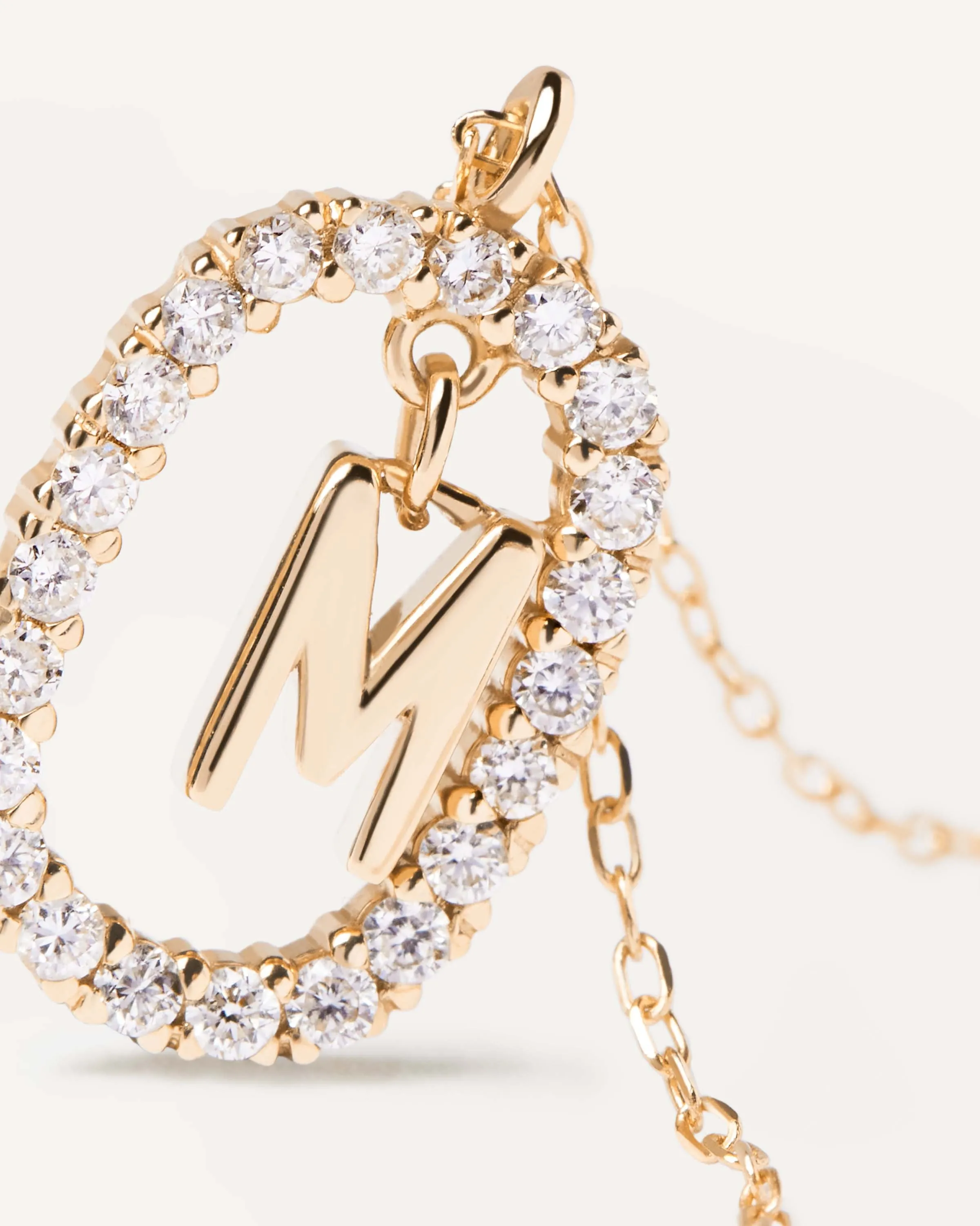 Diamonds and Gold Letter M Necklace