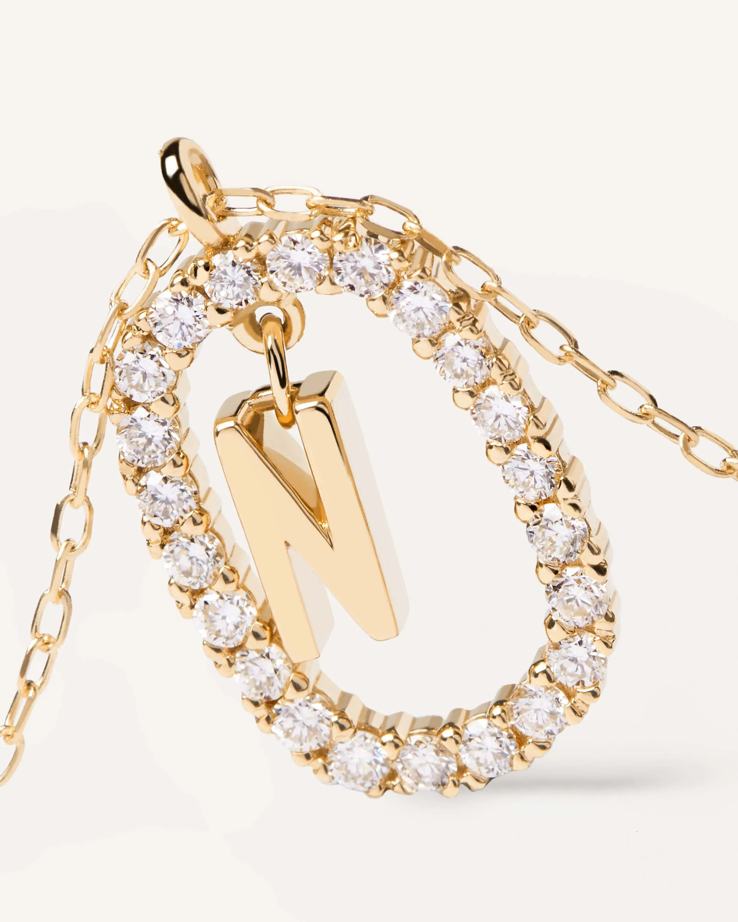 Diamonds and Gold Letter N Necklace