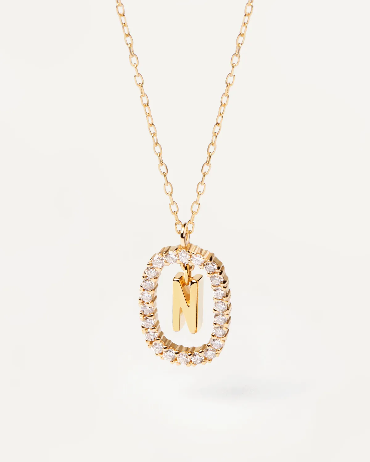 Diamonds and Gold Letter N Necklace