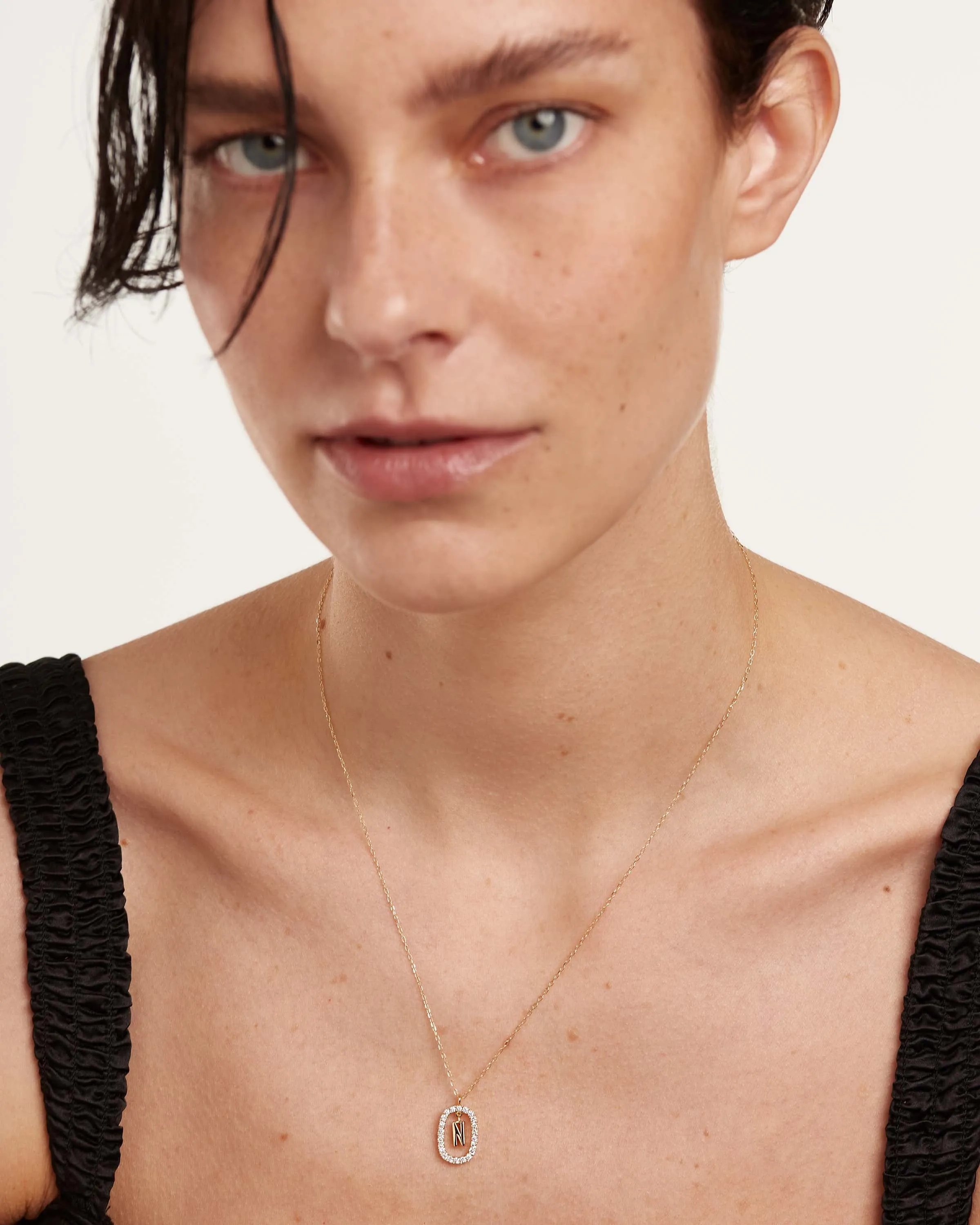 Diamonds and Gold Letter N Necklace