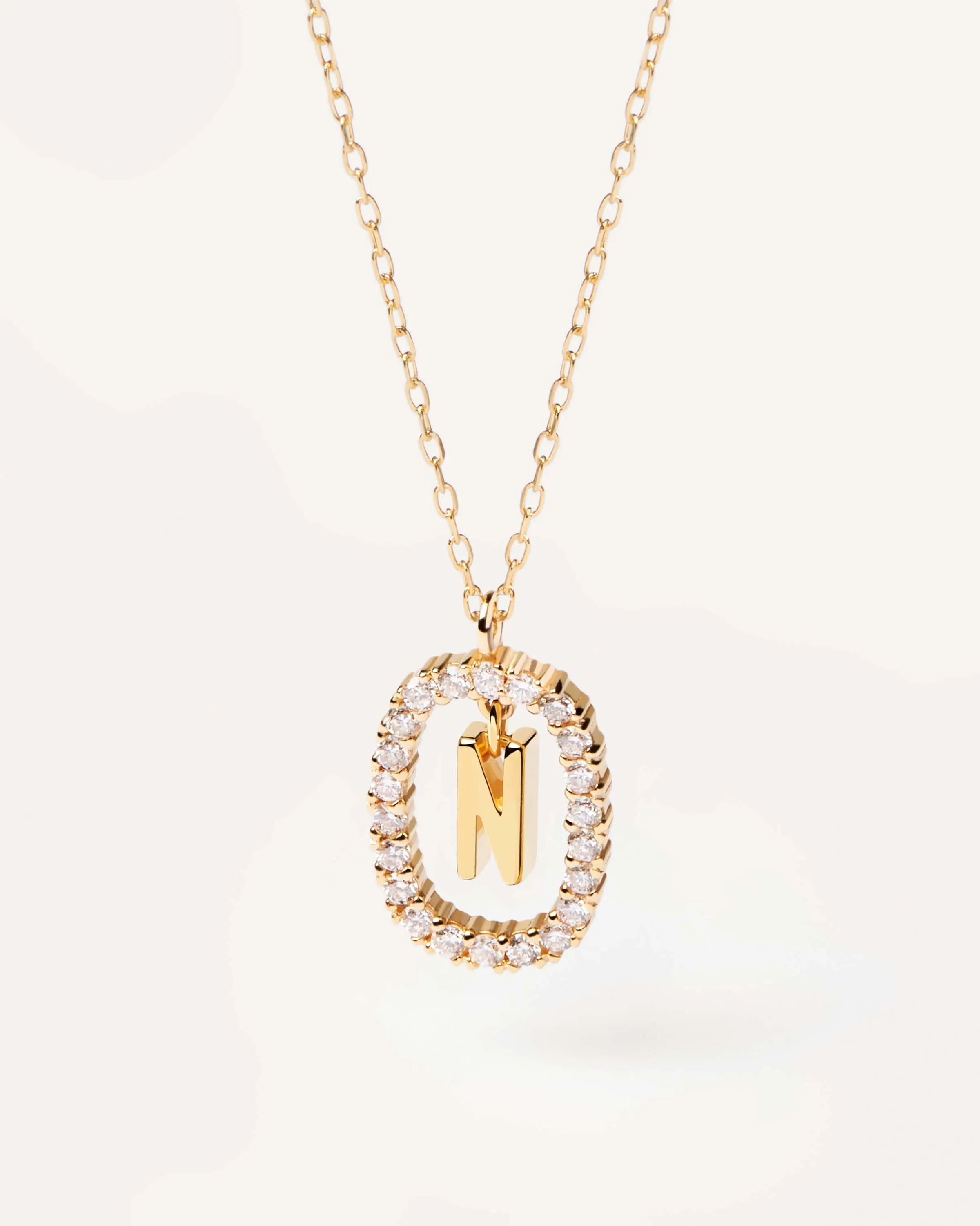 Diamonds and Gold Letter N Necklace