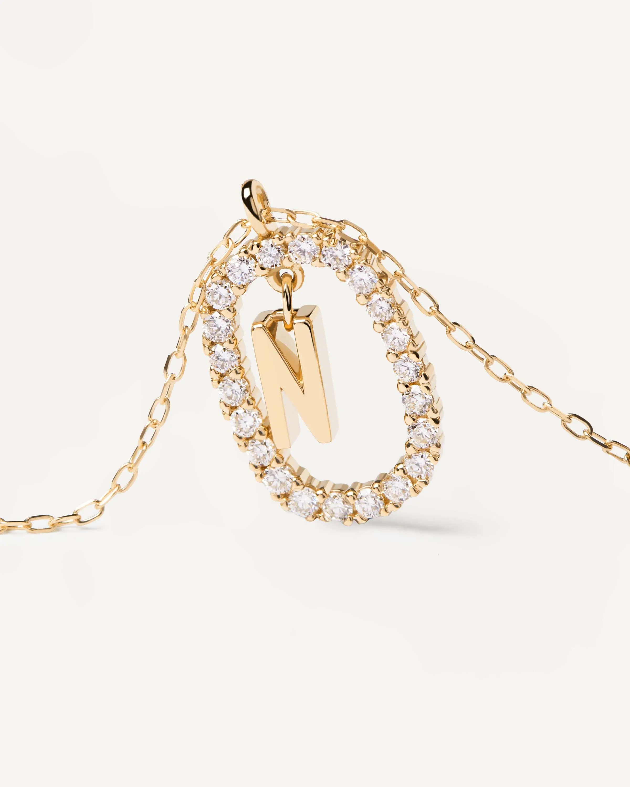 Diamonds and Gold Letter N Necklace
