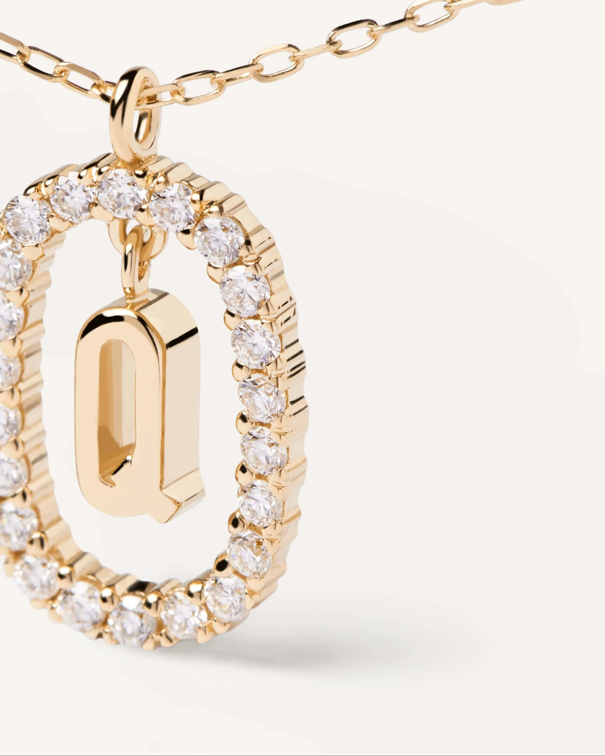 Diamonds and Gold Letter Q Necklace