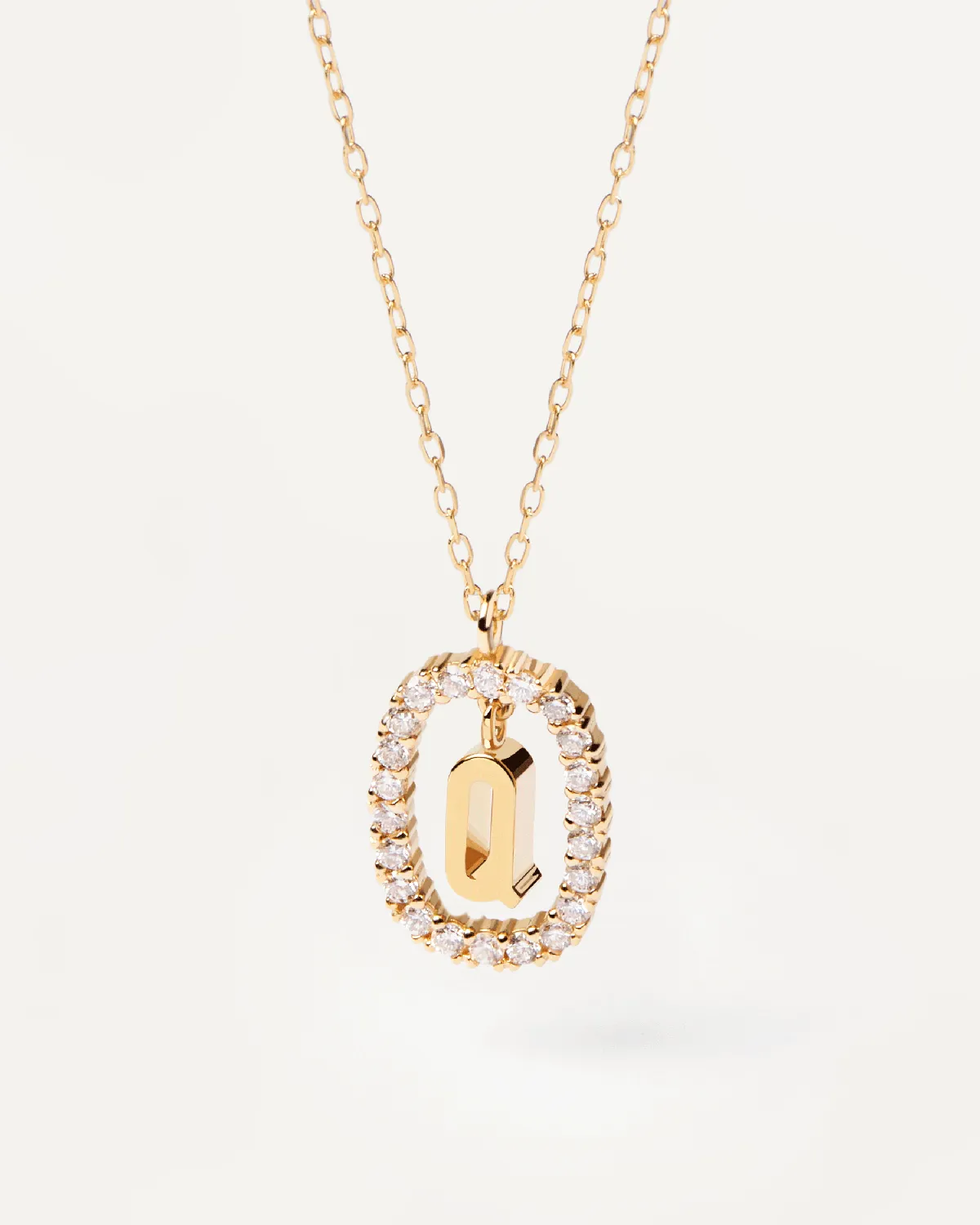 Diamonds and Gold Letter Q Necklace