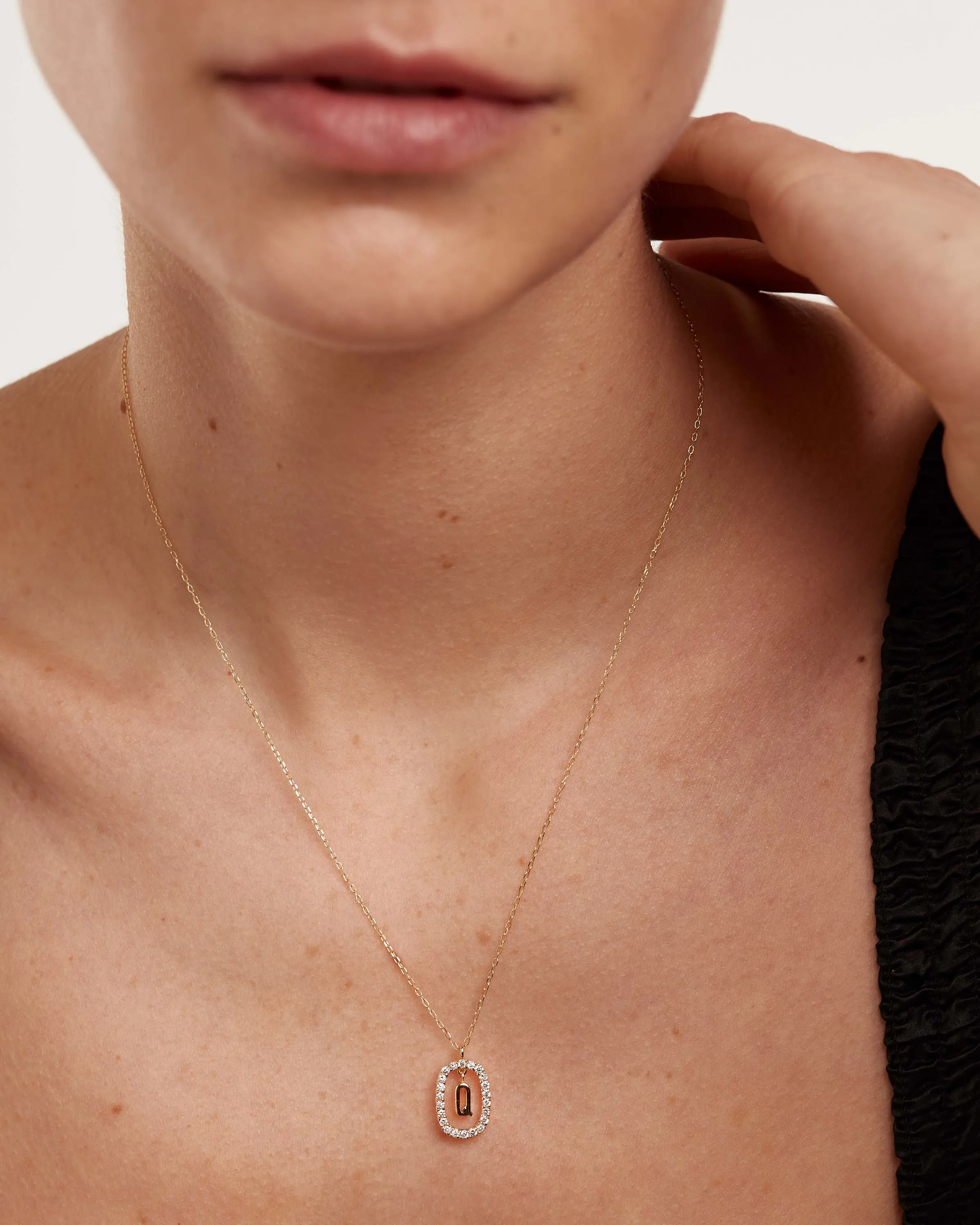 Diamonds and Gold Letter Q Necklace