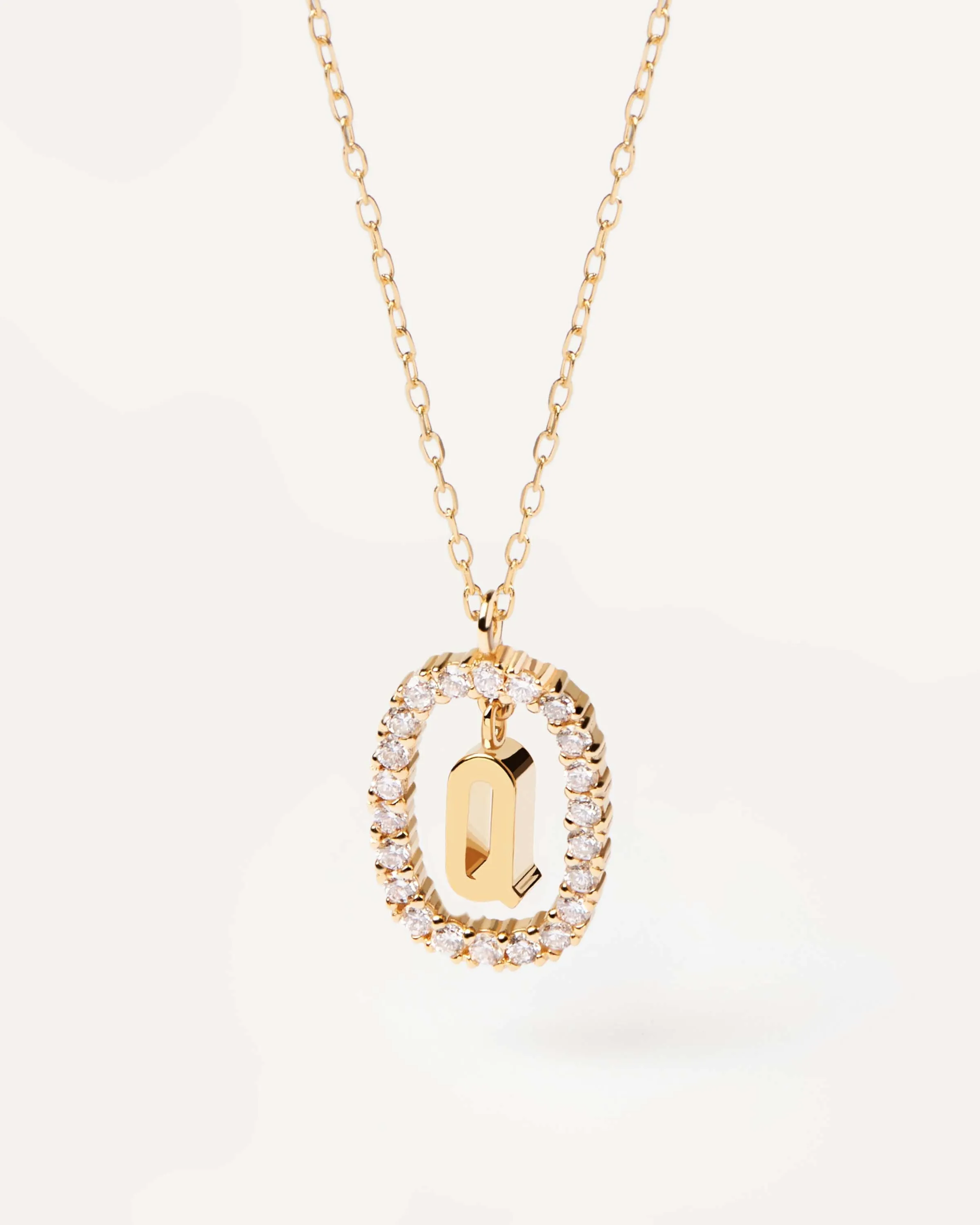 Diamonds and Gold Letter Q Necklace