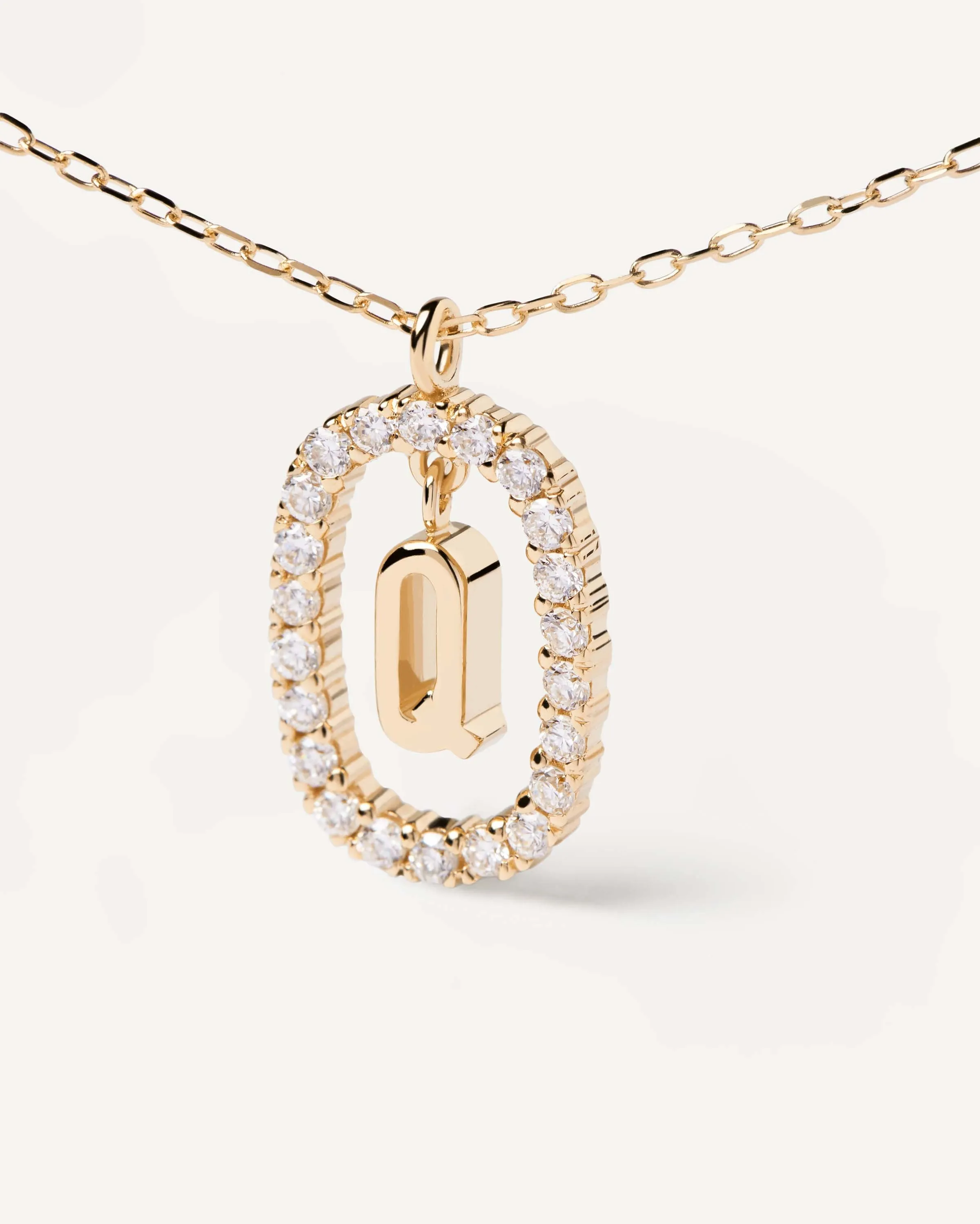 Diamonds and Gold Letter Q Necklace