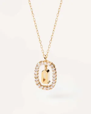 Diamonds and Gold Letter Q Necklace