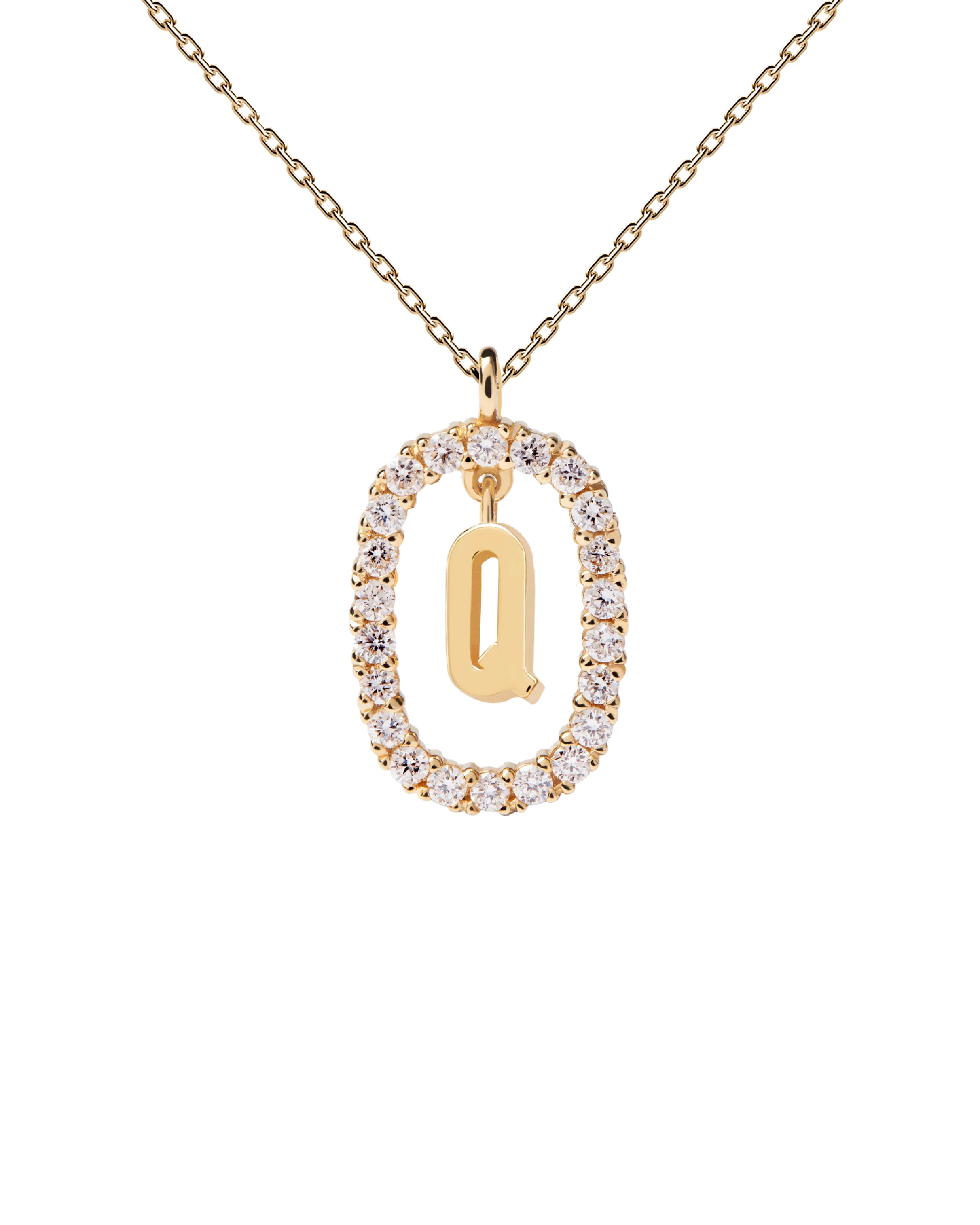 Diamonds and Gold Letter Q Necklace
