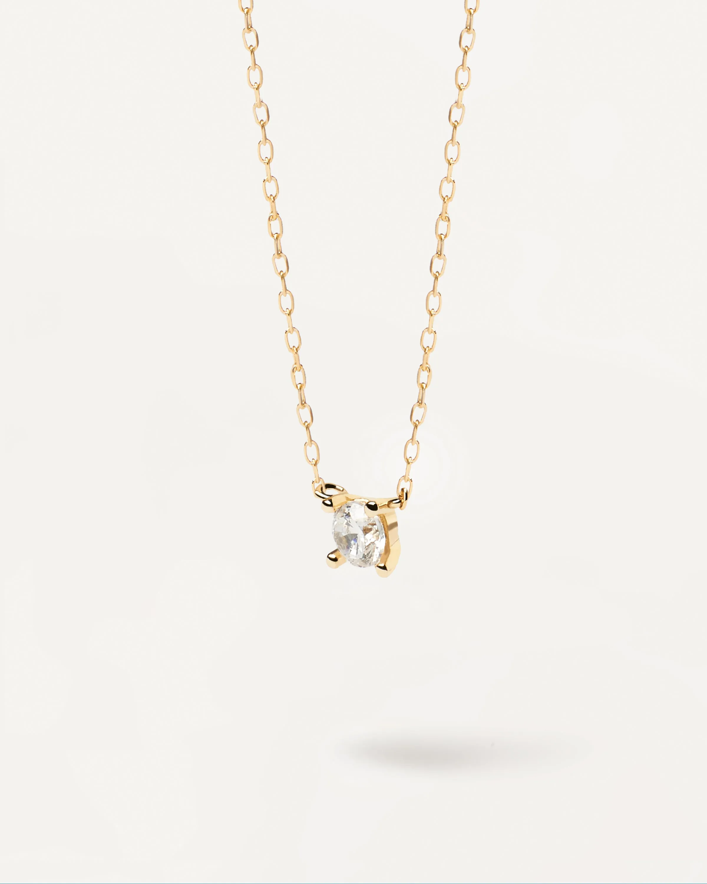 Diamonds and Gold Solitaire Mini Necklace