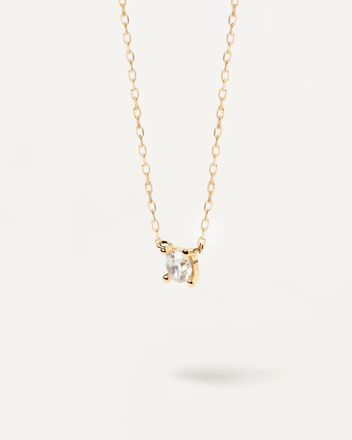 Diamonds and Gold Solitaire Mini Necklace