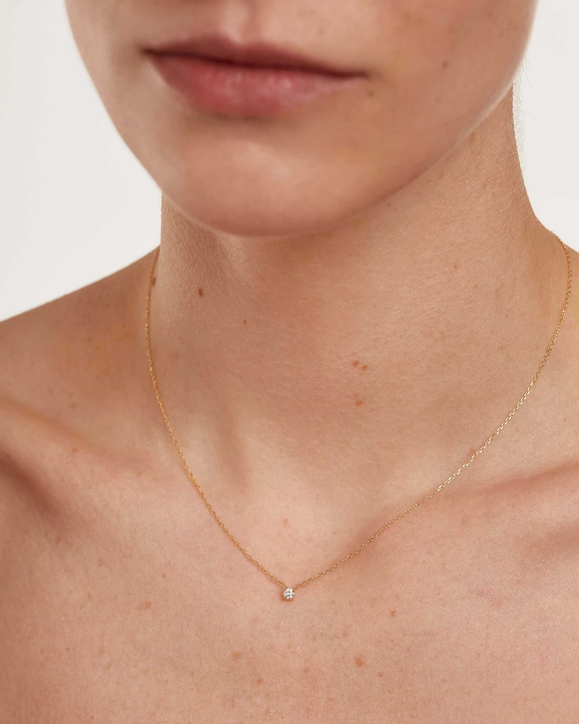 Diamonds and Gold Solitaire Mini Necklace