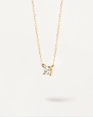 Diamonds and Gold Solitaire Mini Necklace