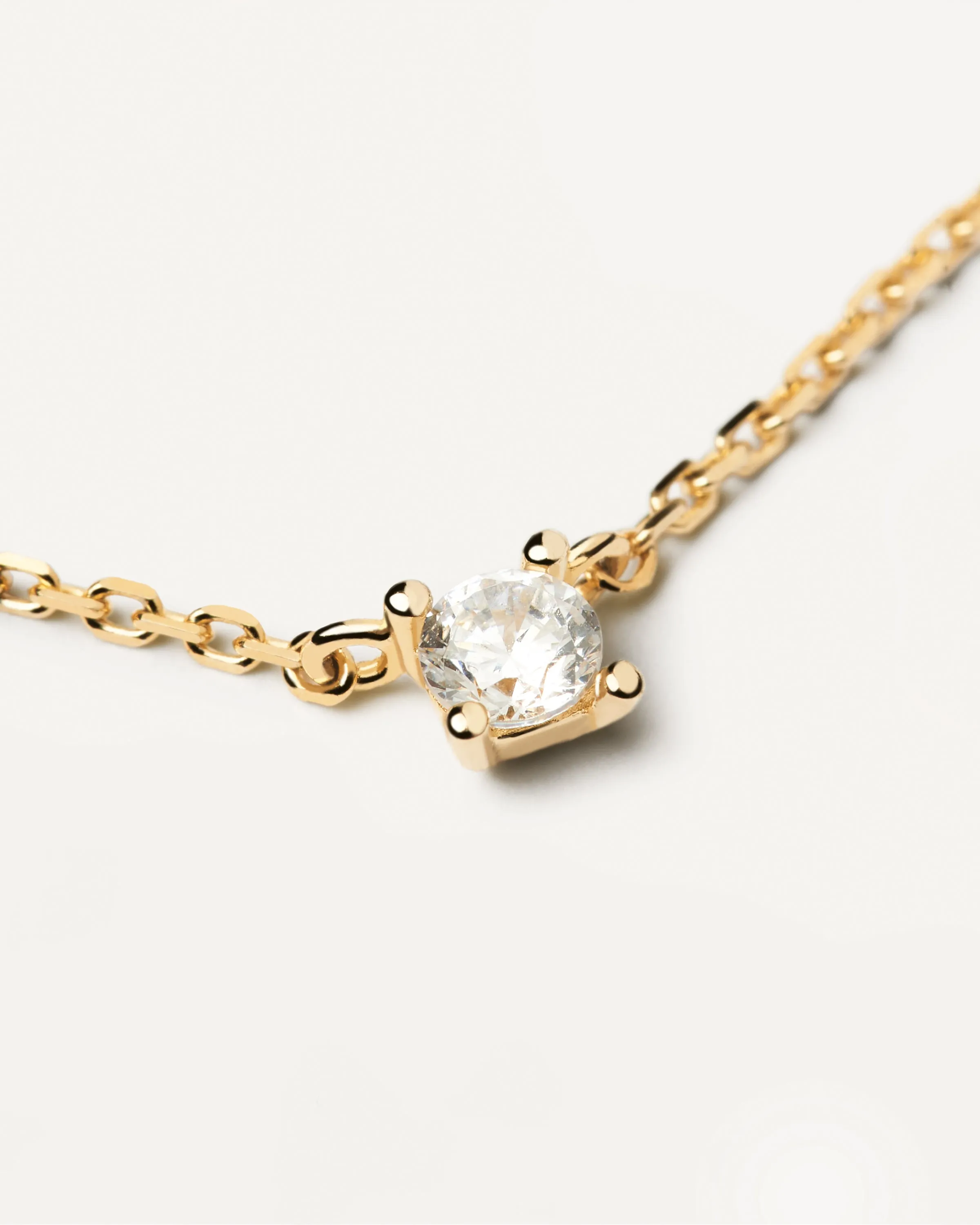 Diamonds and Gold Solitaire Mini Necklace