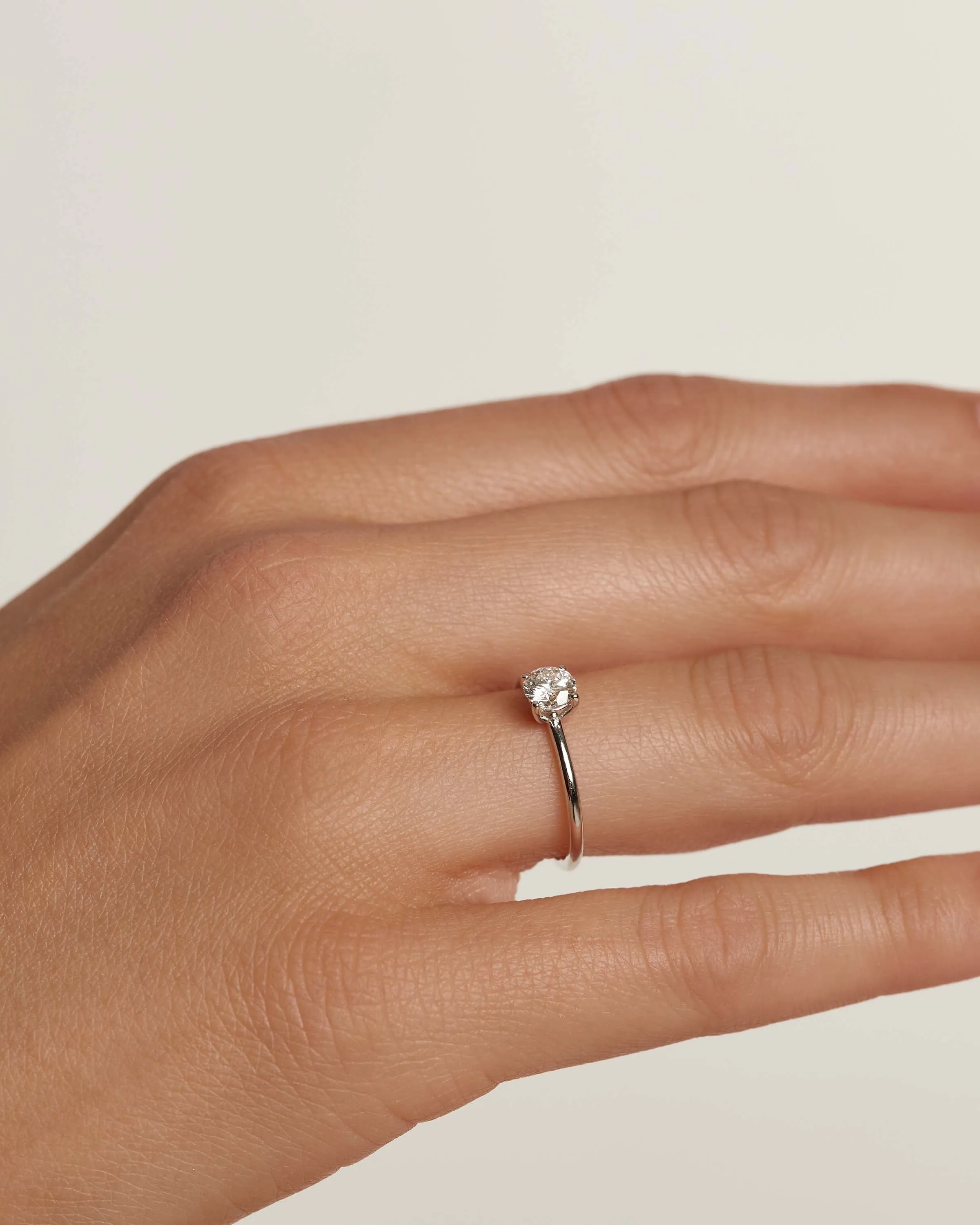 Diamonds and White Gold Solitaire Supreme Ring