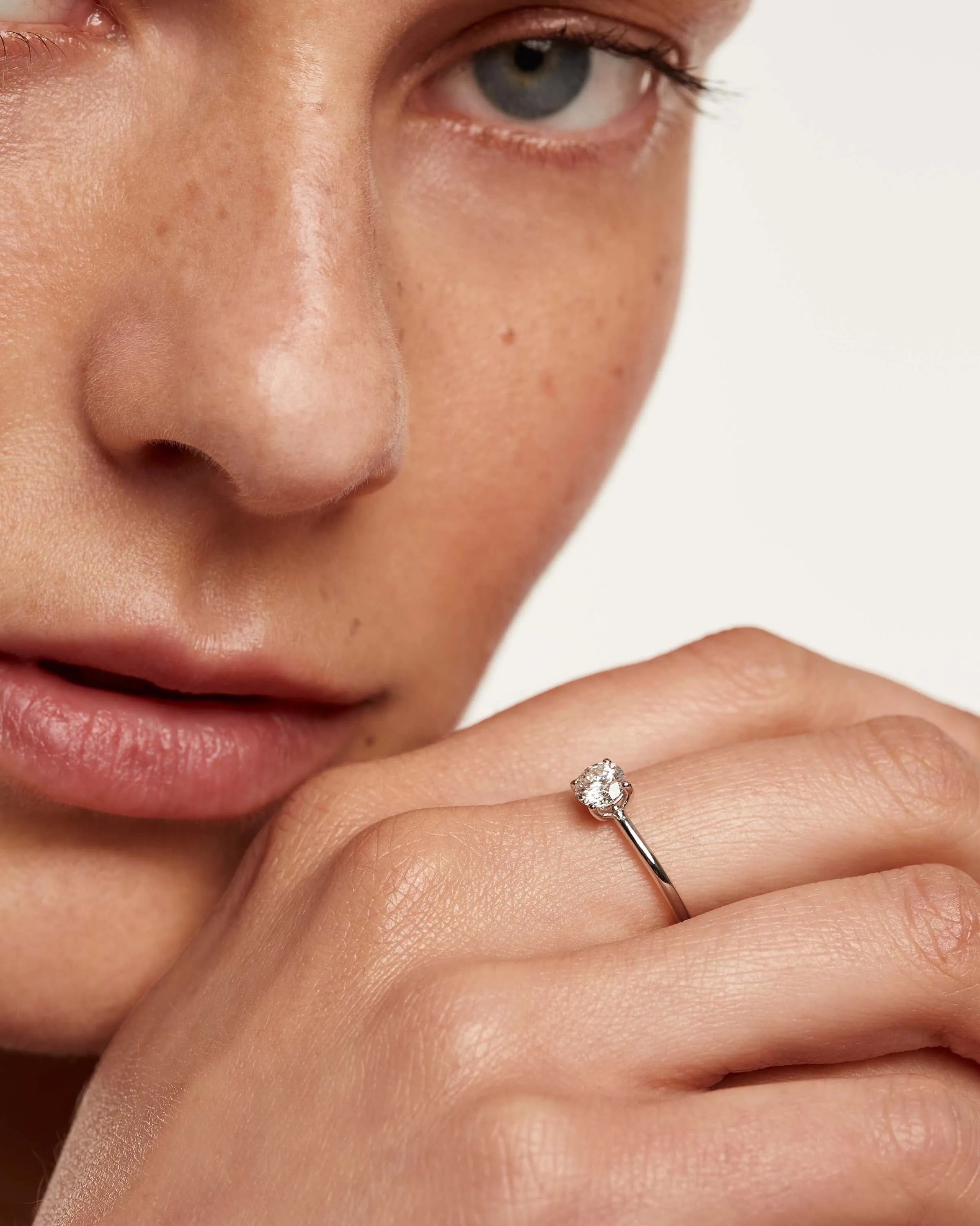 Diamonds and White Gold Solitaire Supreme Ring