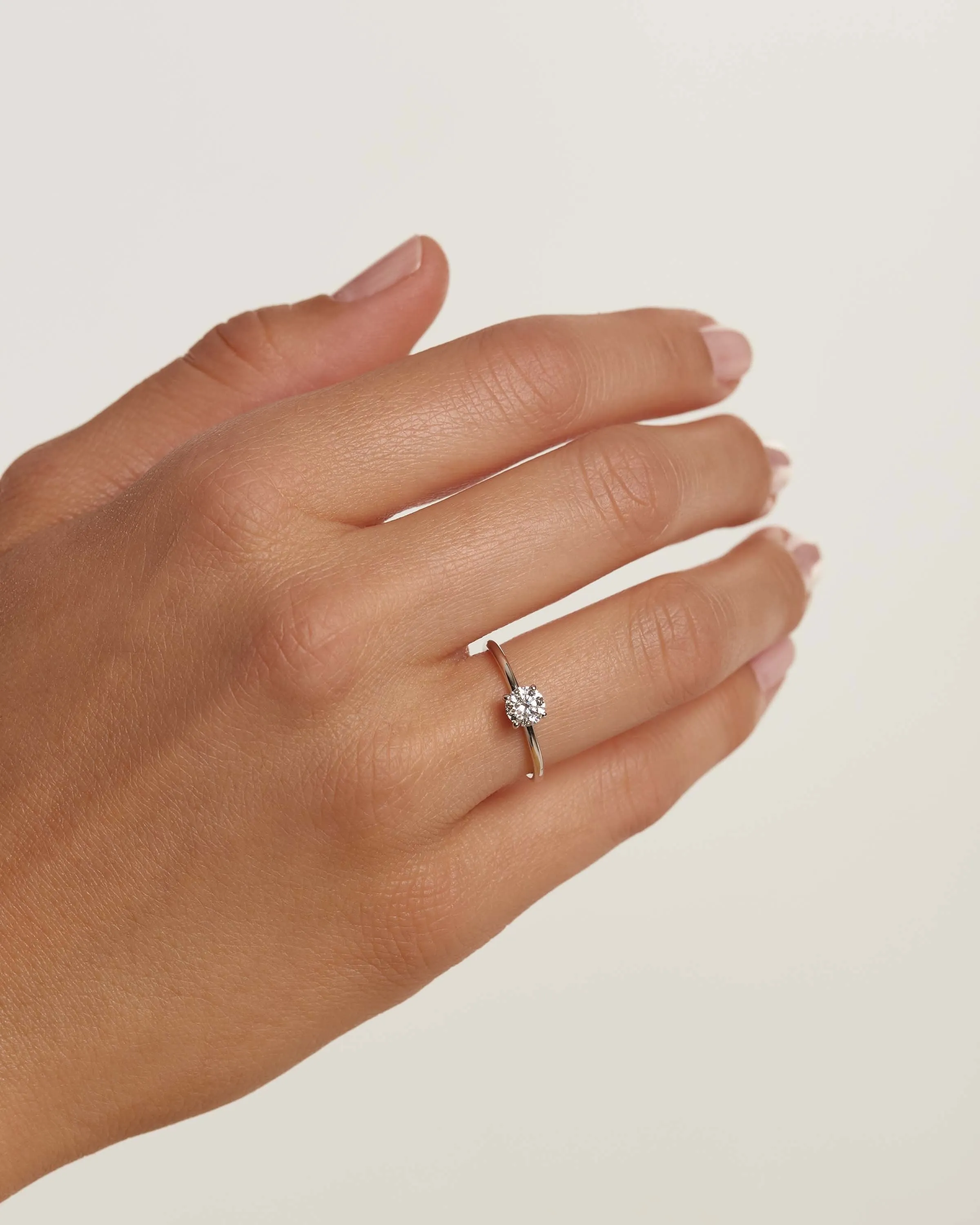 Diamonds and White Gold Solitaire Supreme Ring