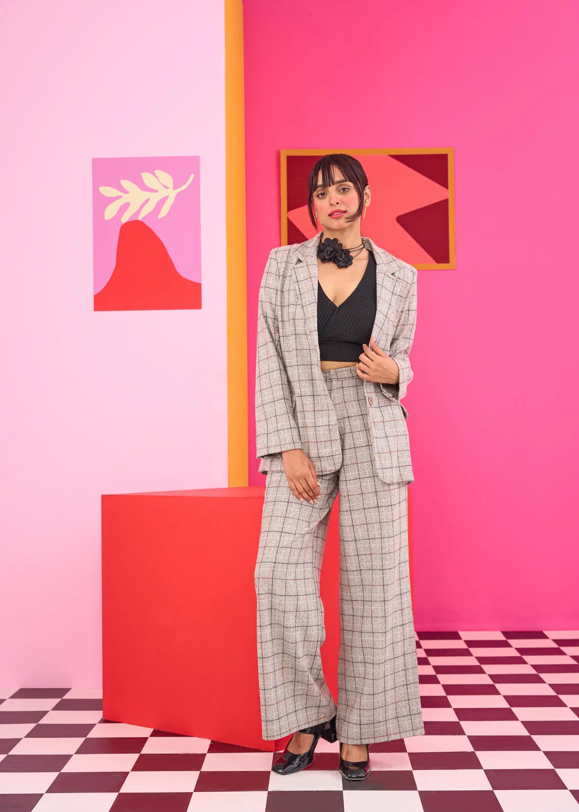 Emily in Paris: Oversized Plaid Woollen Blazer