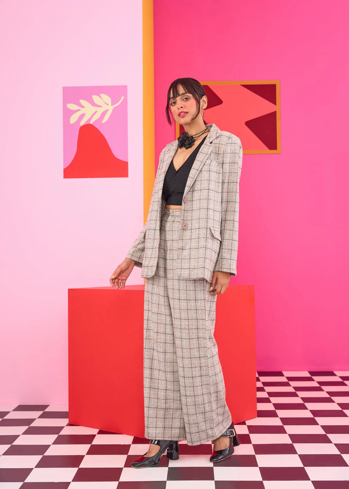 Emily in Paris: Oversized Plaid Woollen Blazer