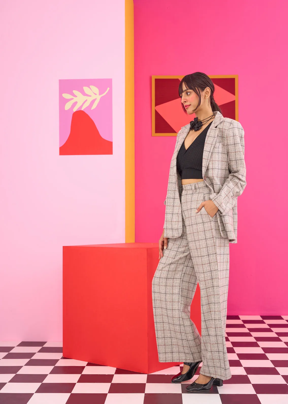Emily in Paris: Oversized Plaid Woollen Blazer