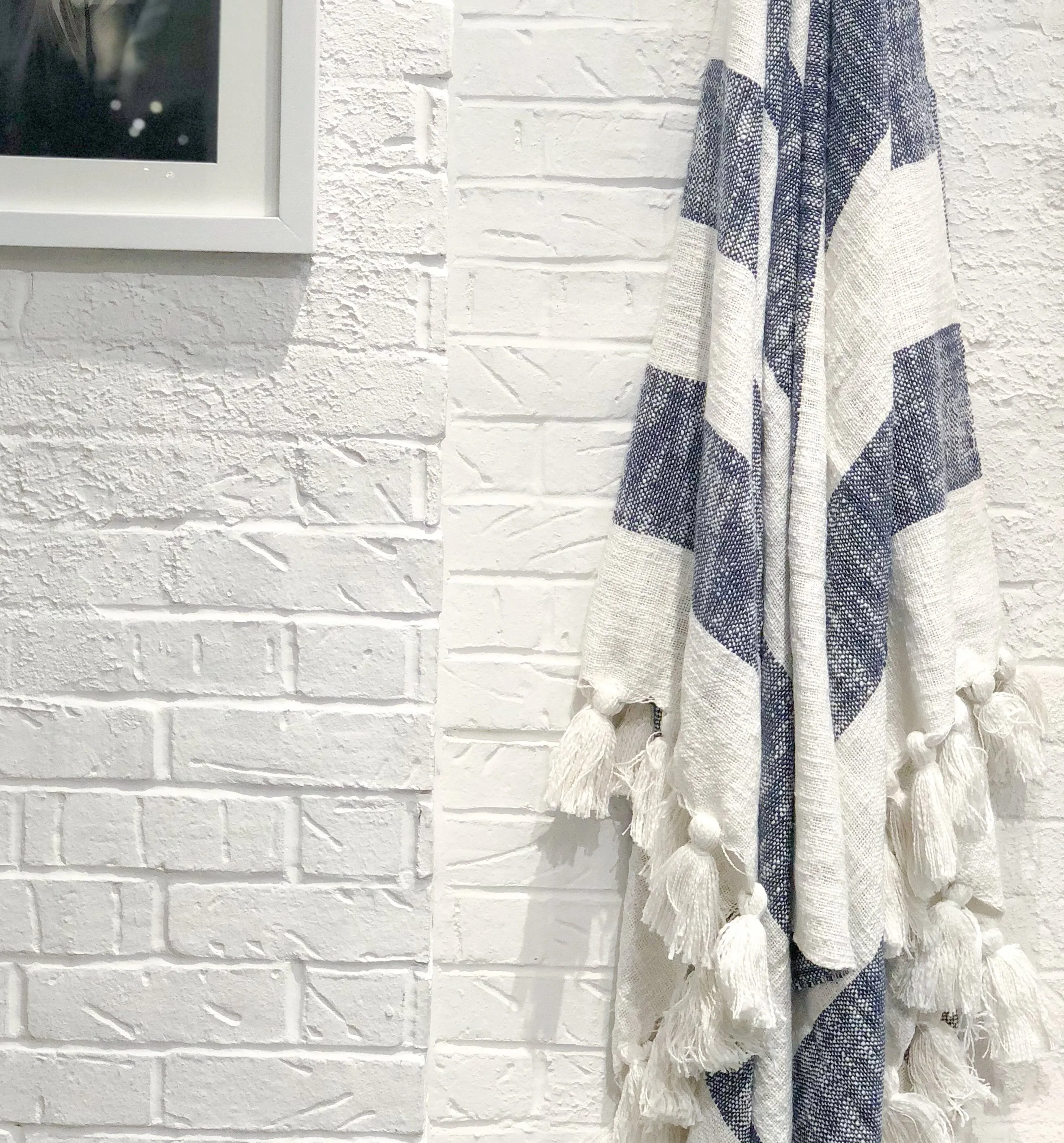 Frances Striped Throw in Navy Blue