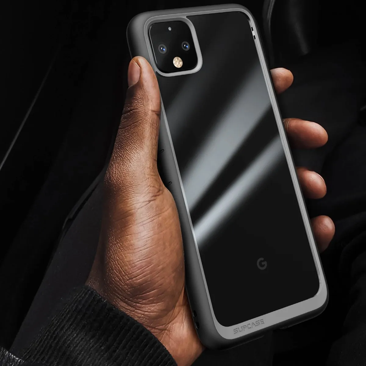 Google Pixel 4 Unicorn Beetle Style Clear Case-Black