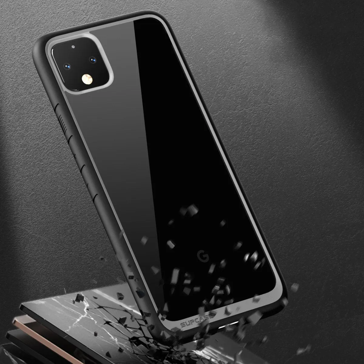 Google Pixel 4 Unicorn Beetle Style Clear Case-Black