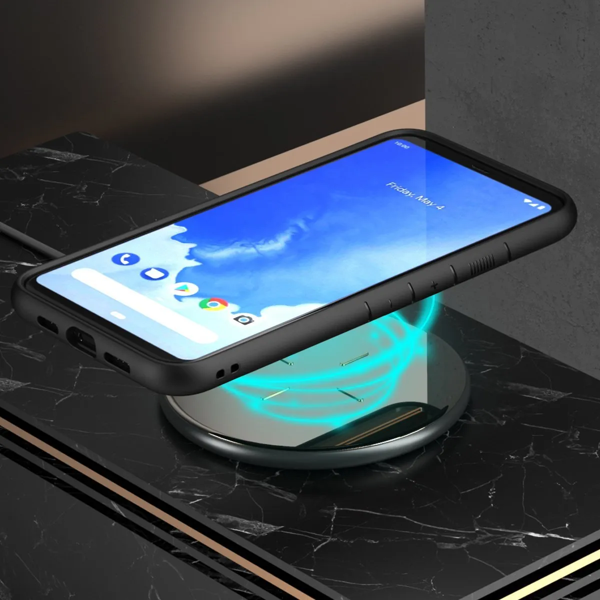 Google Pixel 4 Unicorn Beetle Style Clear Case-Black