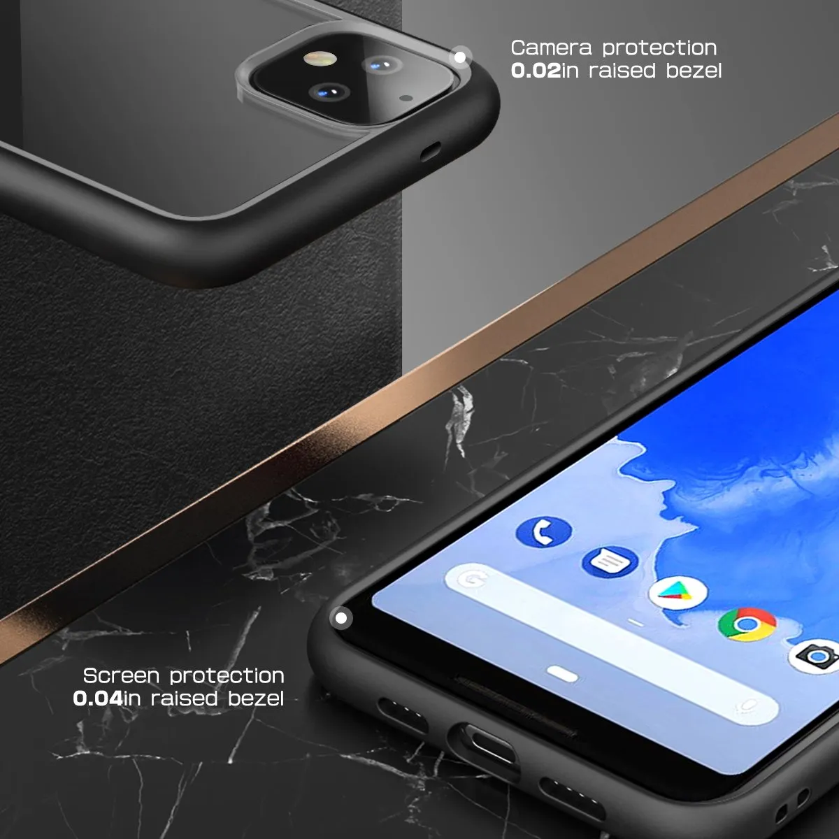 Google Pixel 4 Unicorn Beetle Style Clear Case-Black