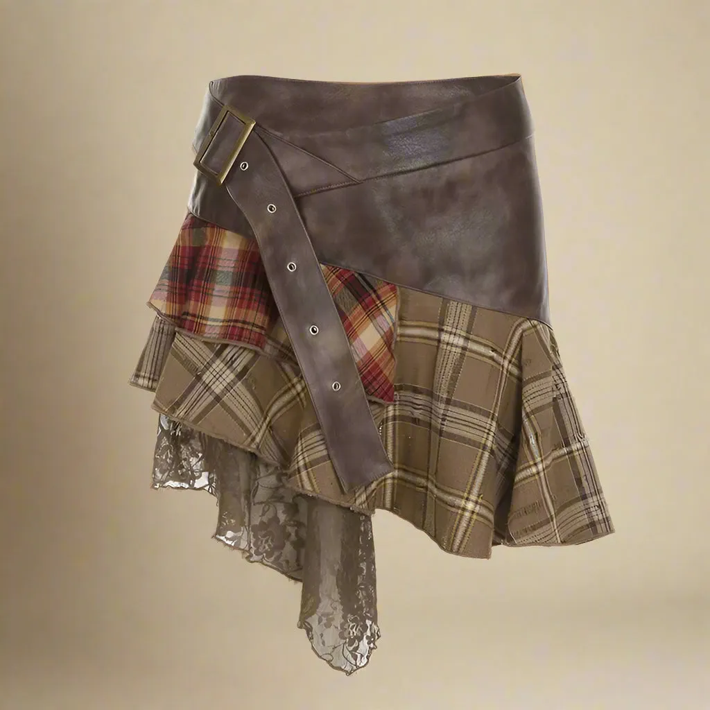 Grunge Layers Plaid Skirt