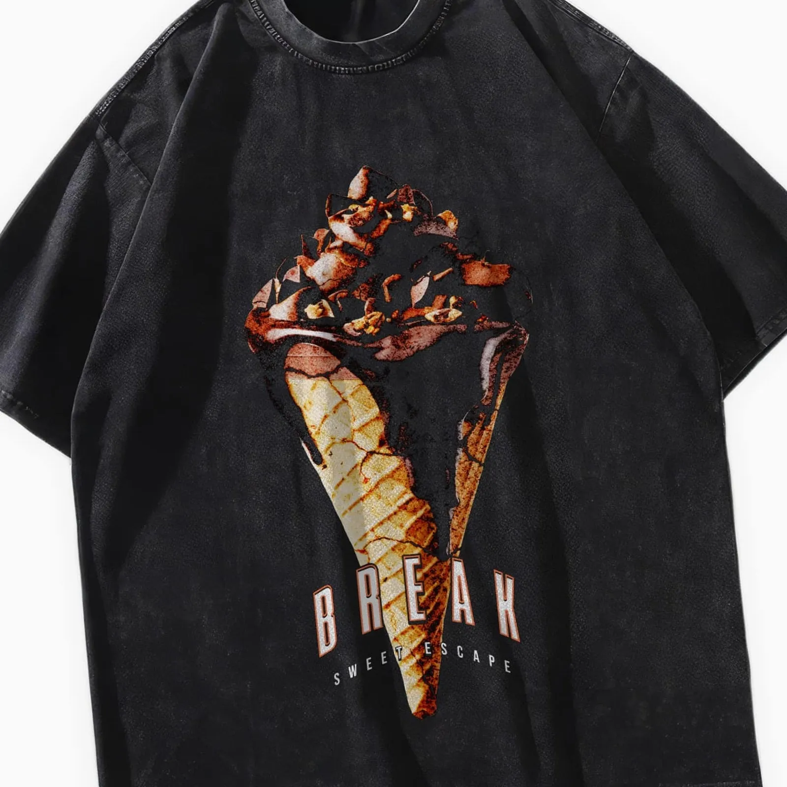 Ice Cream Break Oversized Washed Graphic T-Shirt