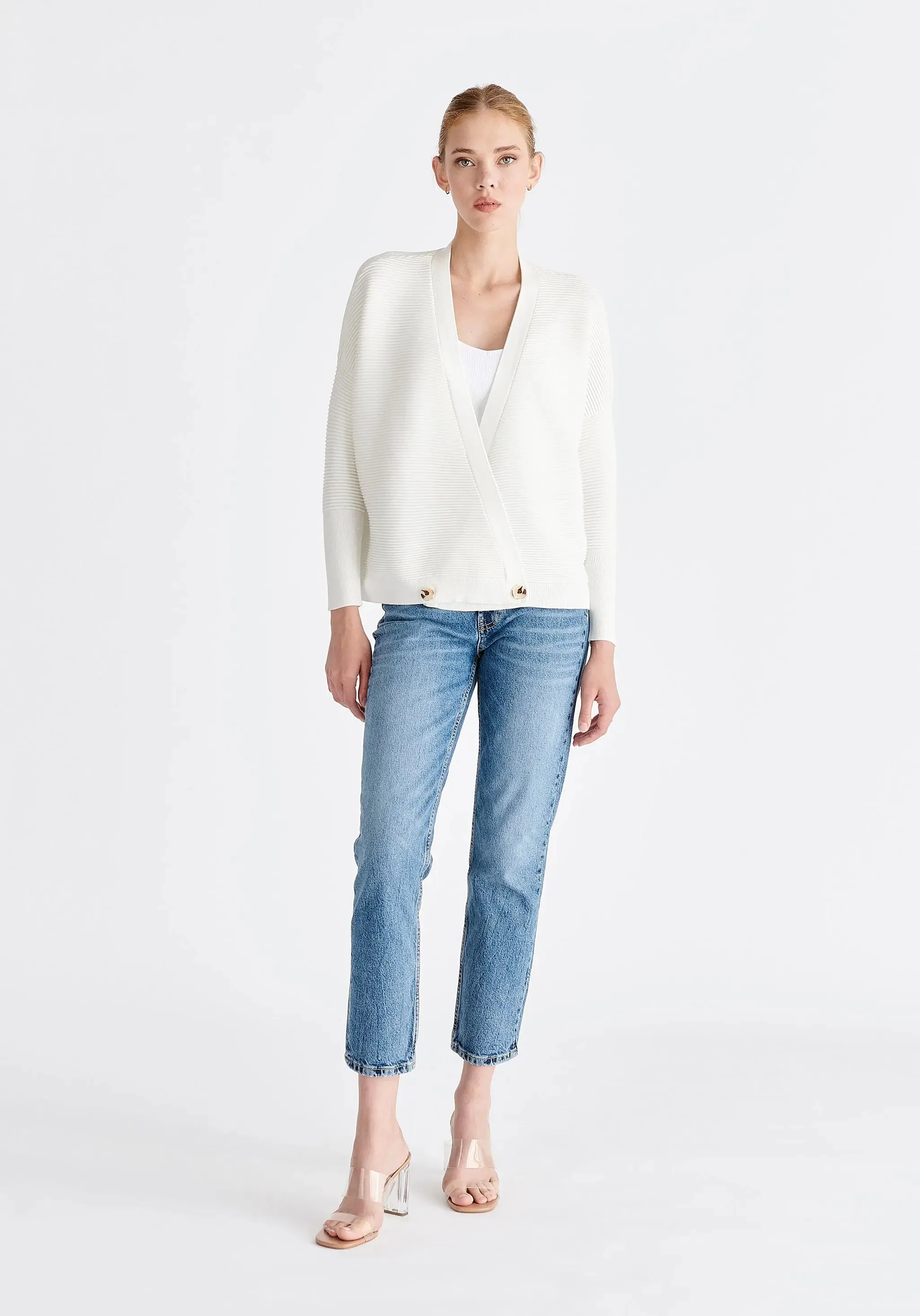 Off White Paisie Ribbed Wrap Cardigan