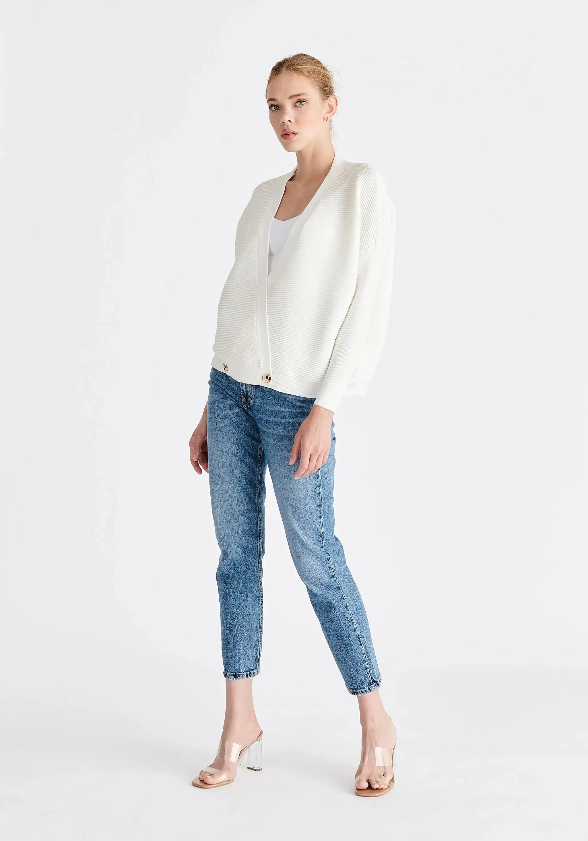 Off White Paisie Ribbed Wrap Cardigan