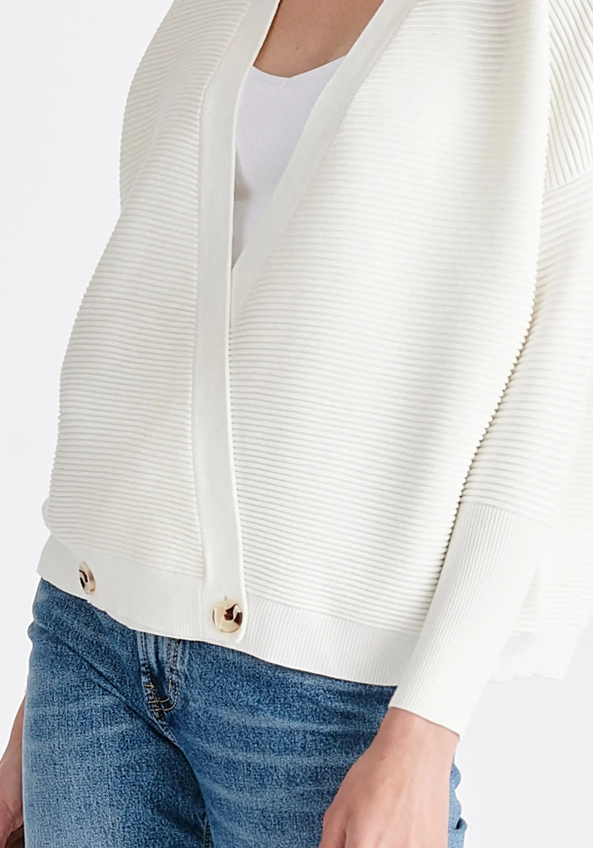 Off White Paisie Ribbed Wrap Cardigan