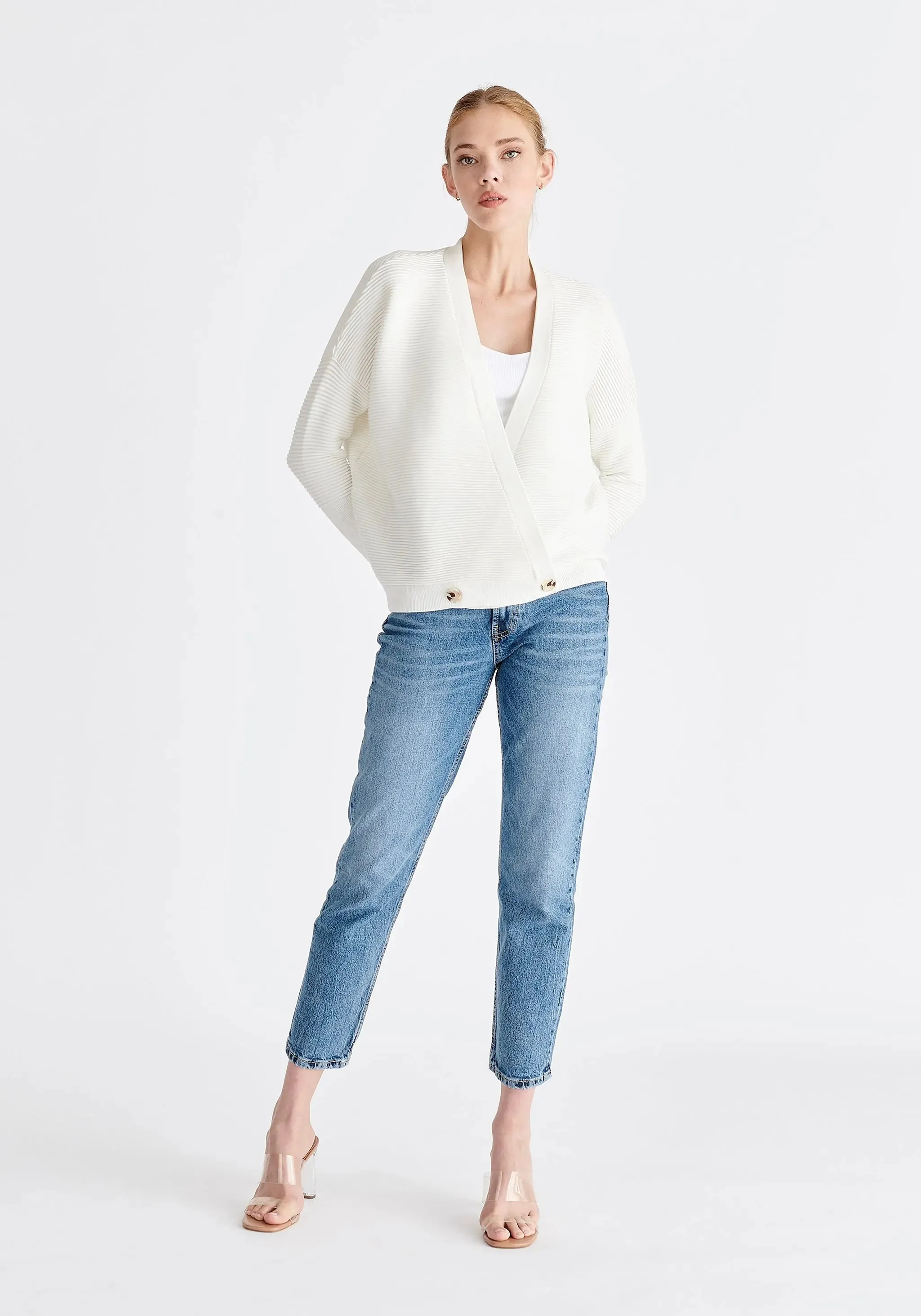 Off White Paisie Ribbed Wrap Cardigan