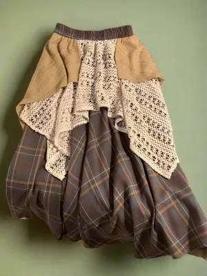 Patchwork Knit Layers Skirt