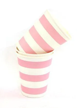 Pink Candy Stripe Paper Cups
