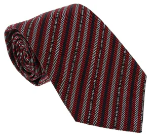 Roberto Cavalli ESZ040 02000 Red Regimental Stripe Herringbone Tie